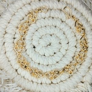 Handmade Double Heart Bracelet in Copper (Gold) - Unique piece